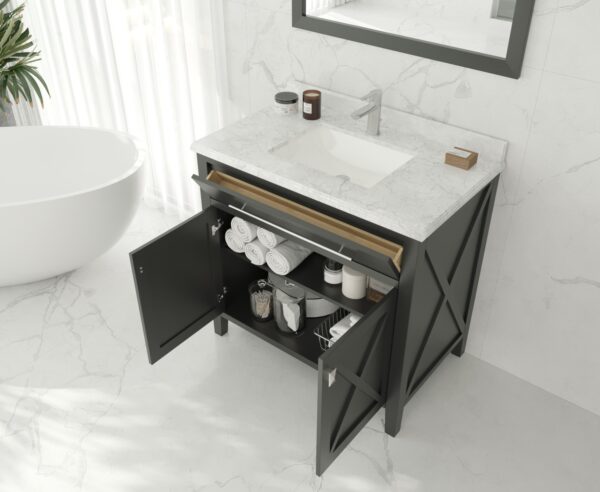 Laviva Wimbledon 36" Espresso Bathroom Vanity with Matte White VIVA Stone Solid Surface Countertop