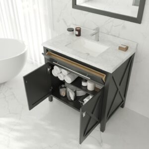 Laviva Wimbledon 36" Espresso Bathroom Vanity with White Carrara Marble Countertop