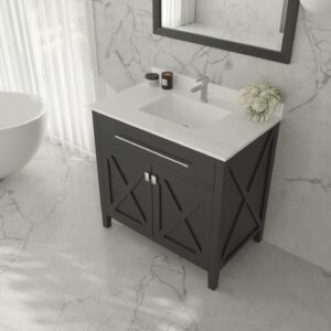 Laviva Wimbledon 36" Espresso Bathroom Vanity with White Quartz Countertop