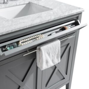 Laviva Wimbledon 36" Grey Bathroom Vanity with Black Wood Marble Countertop