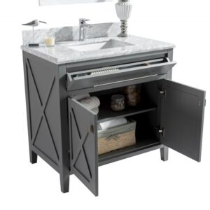 Laviva Wimbledon 36" Grey Bathroom Vanity with Black Wood Marble Countertop