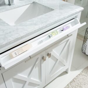 Laviva Wimbledon 36" White Bathroom Vanity with Matte White VIVA Stone Solid Surface Countertop