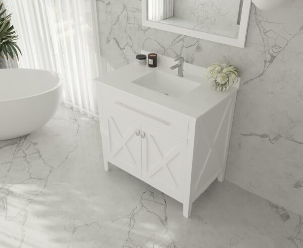 Laviva Wimbledon 36" White Bathroom Vanity with White Quartz Countertop