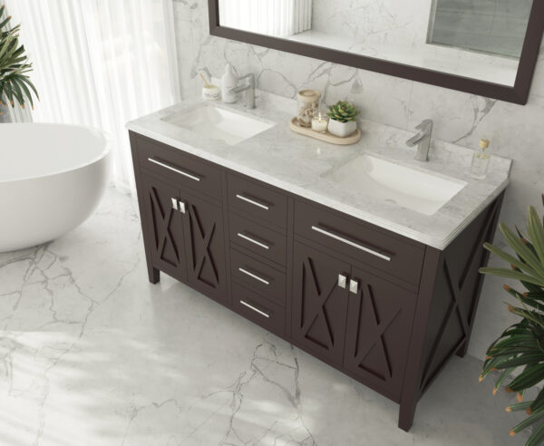 Laviva Wimbledon 60" Brown Double Sink Bathroom Vanity Cabinet