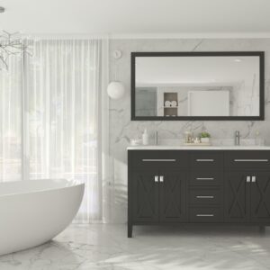 Laviva Wimbledon 60" Espresso Double Sink Bathroom Vanity with White Carrara Marble Countertop