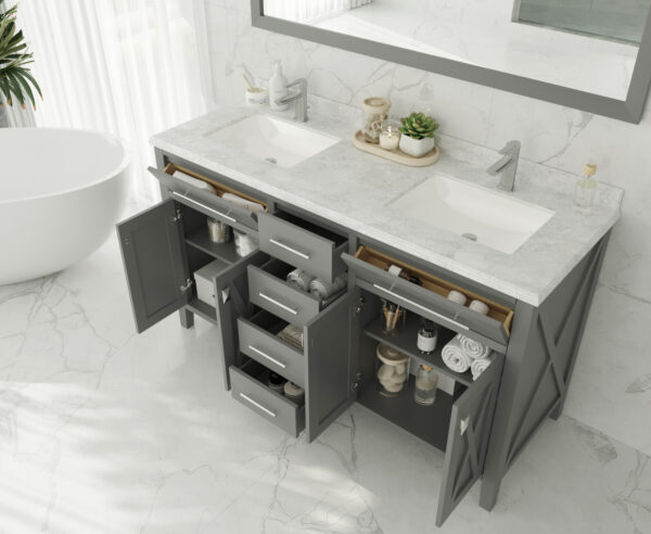 Laviva Wimbledon 60" Grey Double Sink Bathroom Vanity Cabinet