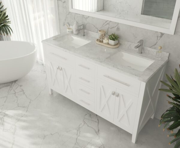 Laviva Wimbledon 60" White Double Sink Bathroom Vanity Cabinet