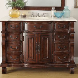 Chans Furniture GD-4437M-50 Hopkinton 50 Inch Light Cherry Bathroom Sink Vanity, Cream Marble Countertop