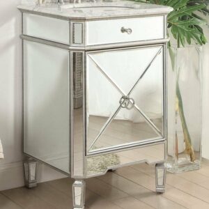 Chans Furniture BC-5026SL 24 Inch Mirror Reflection Silver Asger Powder Room Bathroom Sink Vanity BC-5026SL BC5026SL