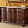 Chans Furniture GD-4437M-60 Hopkinton 60 Inch Light Cherry Bathroom Sink Vanity, Cream Marble Countertop