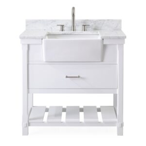 Chans Furniture 7036-WT36-RA 36 Inches Kendia Farmhouse Sink Bathroom Vanity