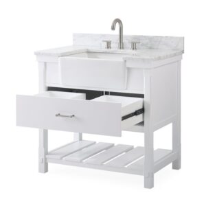 Chans Furniture 7036-WT36-RA 36 Inches Kendia Farmhouse Sink Bathroom Vanity