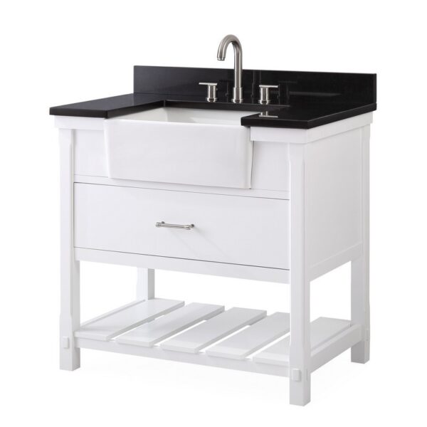 Chans Furniture 7036-WT36GT 36 Inches Kendia Farmhouse Sink Bathroom Vanity