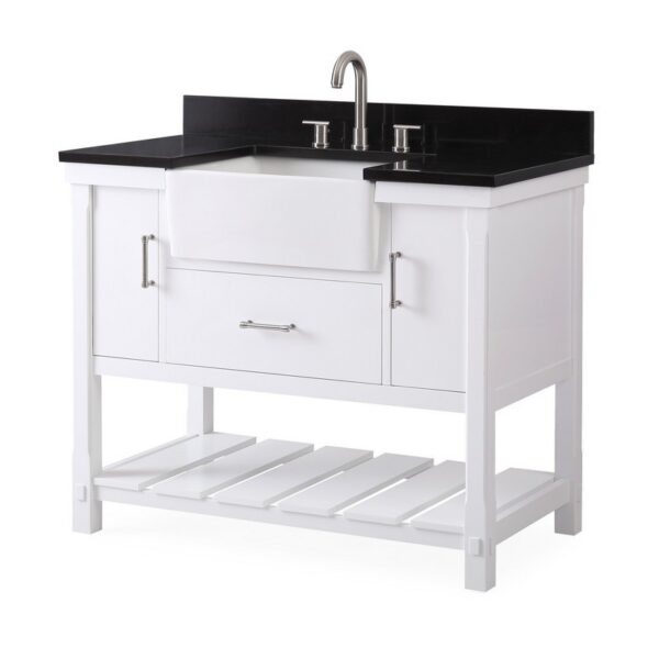 Chans Furniture 7042-WT42-GT 42 Inches Kendia Farmhouse Sink Bathroom Vanity