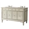 Chans Furniture 7332Q60 60 Inch All-Mirrored Reflection Ashlia Double Sink Bathroom Sink Vanity