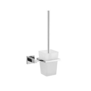 KubeBath 93610 Aqua Piazza Frosted Glass Toilet Brush in Triple Chrome