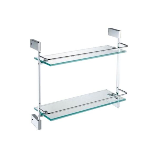 KubeBath 94012 Aqua Fino Double Glass Shelf in Triple Chrome