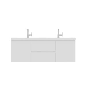 Alya Bath AB-MOF60D Paterno 59 1/8 Inch Double Modern Wall Mounted Bathroom Vanity