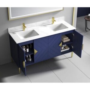 Chans Furniture AC-6660 Eileen 60 Inch Acrylic Bathroom Double Sink Vanity