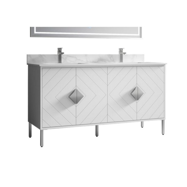 Chans Furniture AC-6660 Eileen 60 Inch Acrylic Bathroom Double Sink Vanity