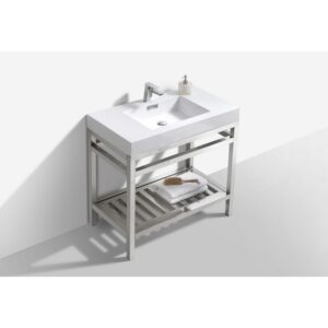 KubeBath AC36 Cisco 36 Inch Stainless Steel Console with Acrylic Sink in Chrome