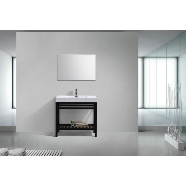 KubeBath AC36-BK Cisco 36 Inch Stainless Steel Console with Acrylic Sink in Matt Black