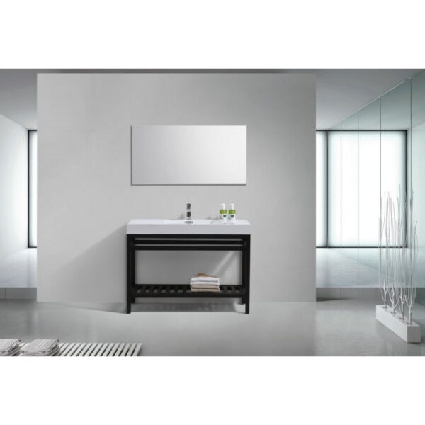 KubeBath AC48-BK Cisco 48 Inch Stainless Steel Console with Acrylic Sink in Matt Black