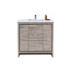 Kubebath AD636NW KubeBath Dolce 36 Inch Nature Wood  Modern Bathroom Vanity with White Quartz Counter-Top