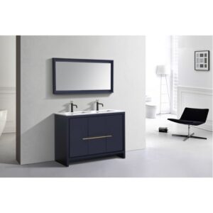 Kubebath AD648D Dolce 48 Inch Freestanding Double Sink Bath Vanity with White Quartz Counter-Top