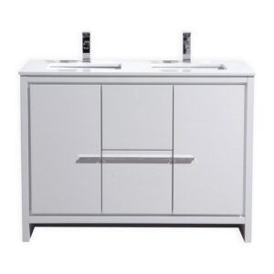 Kubebath AD648D Dolce 48 Inch Freestanding Double Sink Bath Vanity with White Quartz Counter-Top