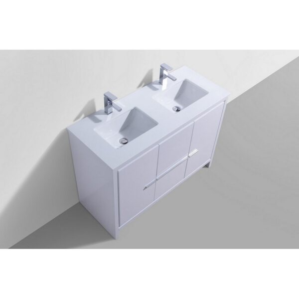 Kubebath AD648D Dolce 48 Inch Freestanding Double Sink Bath Vanity with White Quartz Counter-Top