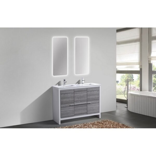 Kubebath AD648D Dolce 48 Inch Freestanding Double Sink Bath Vanity with White Quartz Counter-Top