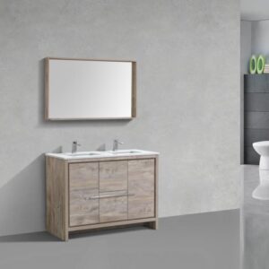 Kubebath AD648D Dolce 48 Inch Freestanding Double Sink Bath Vanity with White Quartz Counter-Top