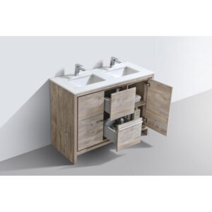 Kubebath AD648D Dolce 48 Inch Freestanding Double Sink Bath Vanity with White Quartz Counter-Top