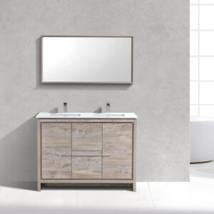 Kubebath AD648D Dolce 48 Inch Freestanding Double Sink Bath Vanity with White Quartz Counter-Top