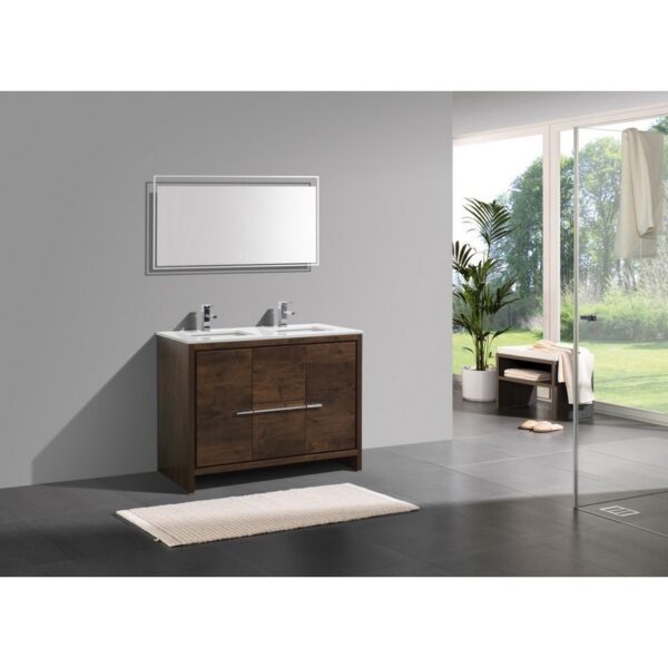 Kubebath AD648D Dolce 48 Inch Freestanding Double Sink Bath Vanity with White Quartz Counter-Top