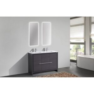 Kubebath AD648D Dolce 48 Inch Freestanding Double Sink Bath Vanity with White Quartz Counter-Top