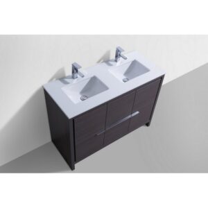 Kubebath AD648D Dolce 48 Inch Freestanding Double Sink Bath Vanity with White Quartz Counter-Top