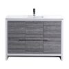 Kubebath AD648SHG Dolce 48 Inch Ash Gray Modern Bathroom Vanity with White Quartz Counter-Top