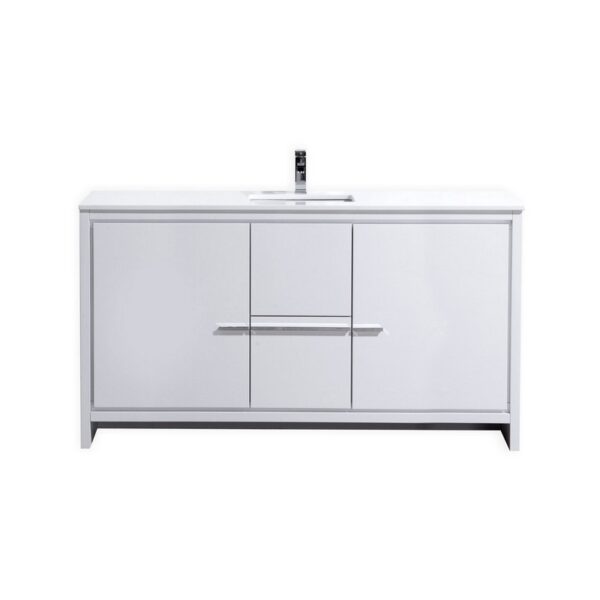 Kubebath AD660S Dolce 60 Inch Freestanding Single Sink Bath Vanity with Quartz Counter-Top