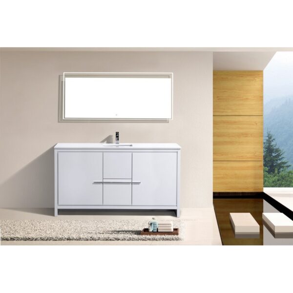 Kubebath AD660S Dolce 60 Inch Freestanding Single Sink Bath Vanity with Quartz Counter-Top