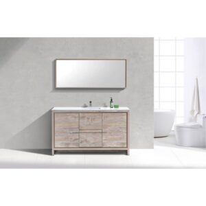 Kubebath AD660S Dolce 60 Inch Freestanding Single Sink Bath Vanity with Quartz Counter-Top