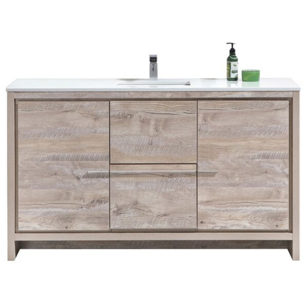 Kubebath AD660S Dolce 60 Inch Freestanding Single Sink Bath Vanity with Quartz Counter-Top