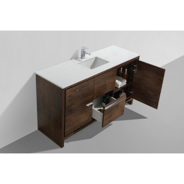 Kubebath AD660S Dolce 60 Inch Freestanding Single Sink Bath Vanity with Quartz Counter-Top