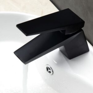 Kubebath AFB13BK Aqua Siza Single Lever Modern Bathroom Vanity Faucet in Matte Black