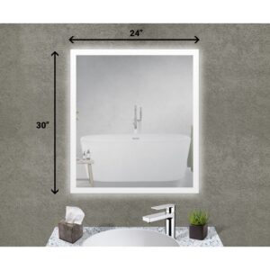 Castello USA ANGELINA2430 Angelina 24 x 30 Inch LED Bathroom Mirror with Touch Button Activation