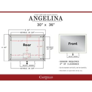 Castello USA ANGELINA3036 Angelina 30 x 36 Inch LED Bathroom Mirror with Touch Button Activation