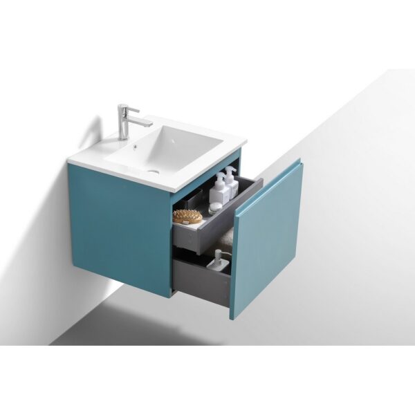 Kubebath BALLI24 Balli 24 Inch Modern Wall Mounted Single Sink Bathroom Vanity with Reinforced Acrylic Composite Top