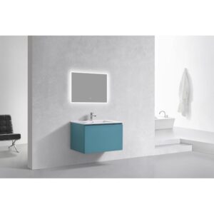 Kubebath BALLI32 Balli 31 7/8 Inch Modern Wall Mounted Single Sink Bathroom Vanity with Reinforced Acrylic Composite Top