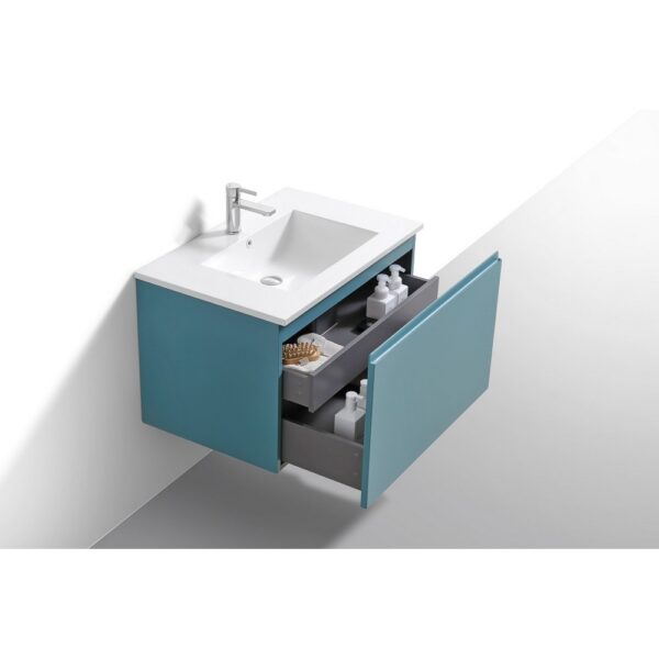 Kubebath BALLI32 Balli 31 7/8 Inch Modern Wall Mounted Single Sink Bathroom Vanity with Reinforced Acrylic Composite Top